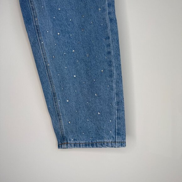 Rhinestone Straight Leg Mom Jeans High Rise - Picture 6 of 9